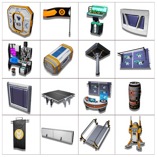 Base building items grid